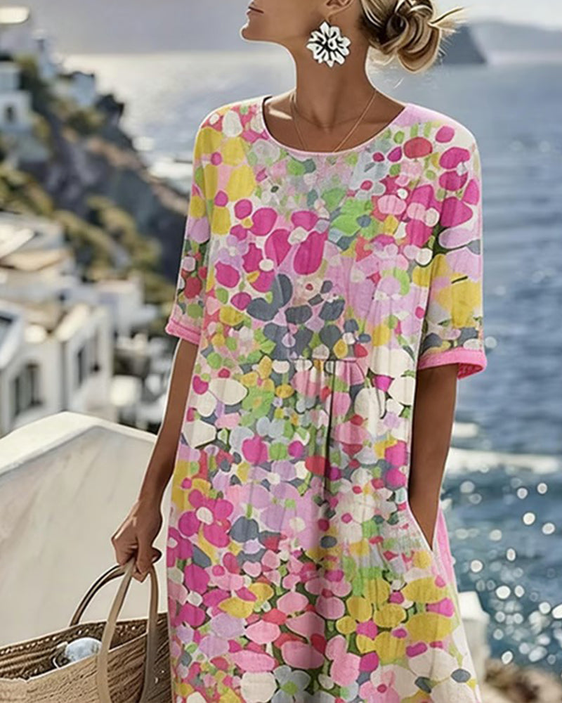 Nefeli™ | Airy Midi Dress with Floral Design