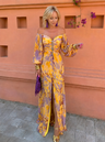 Greta™ | Long Floral Dress with Deep Neckline