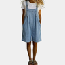 Clara | Vintage soft cotton denim short jumpsuit light blue
