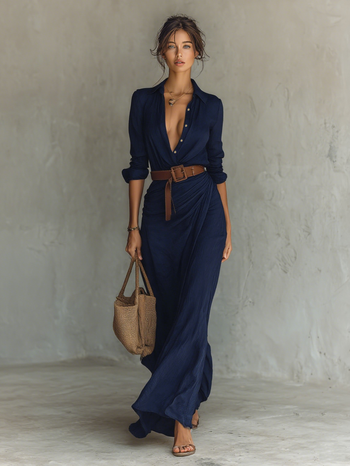 Costanza | Maxi Dress with Notched Collar
