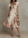 Eliška™ | Vintage floral midi wrap dress