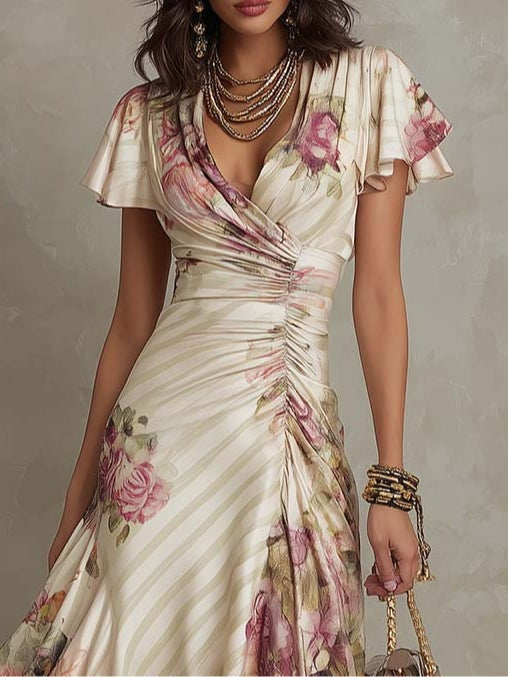 Eliška™ | Vintage floral midi wrap dress