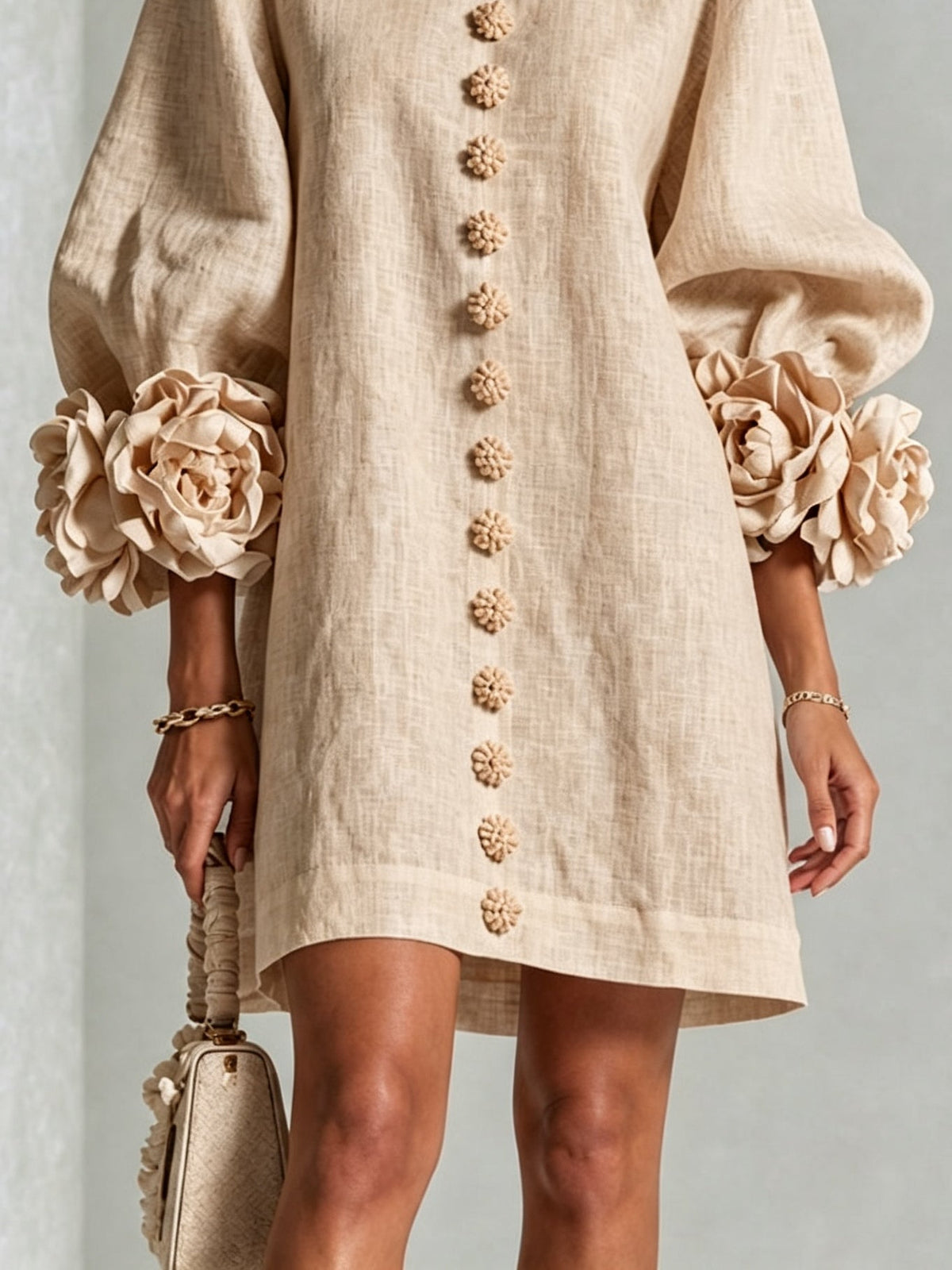 Rosina | Blossom-Cuff Button Mini Dress