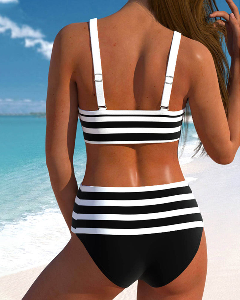 Laluna® | Striped High Waist Bikini