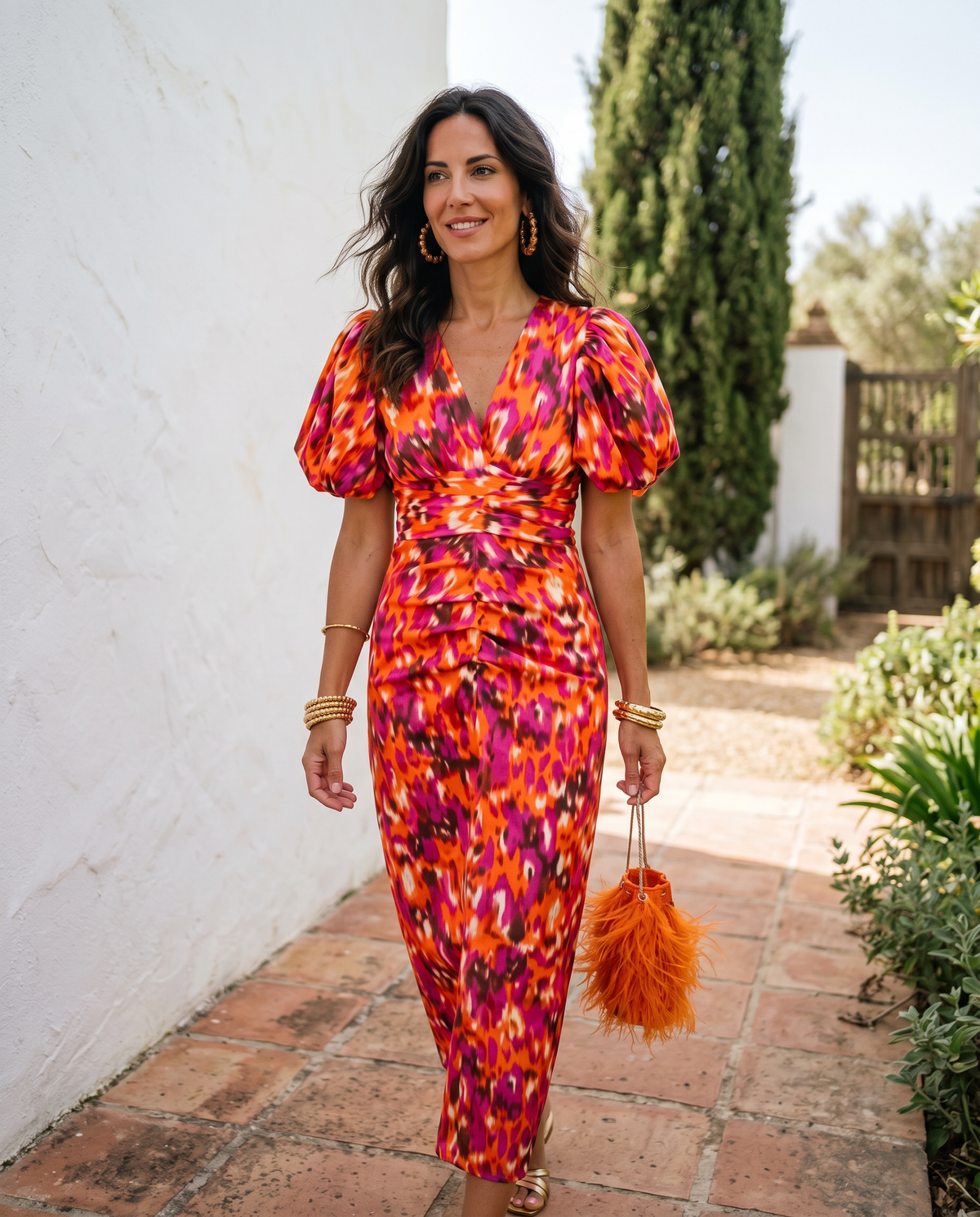 Carla | Midi Dress with Pleated Sleeves