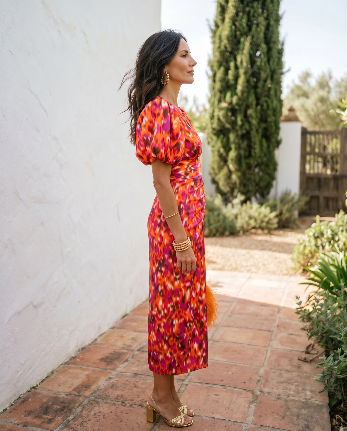 Carla | Midi Dress with Pleated Sleeves