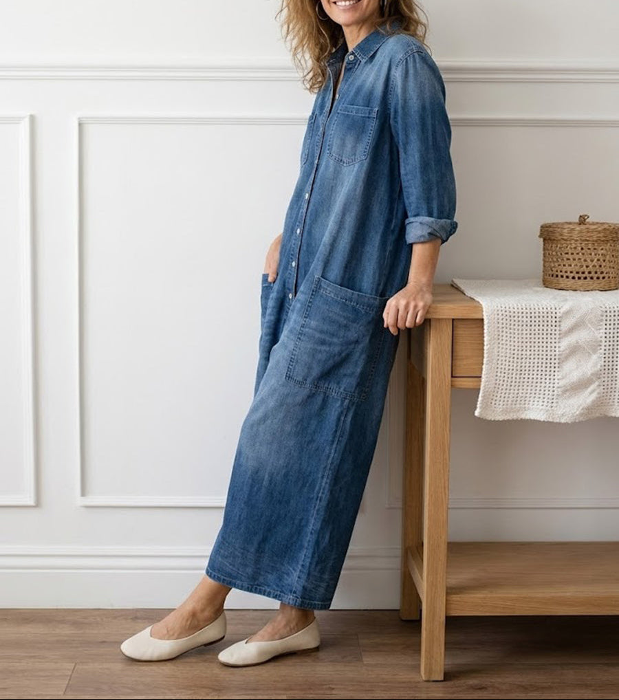 Diana | Vintage Cotton Denim Overall with Buttons