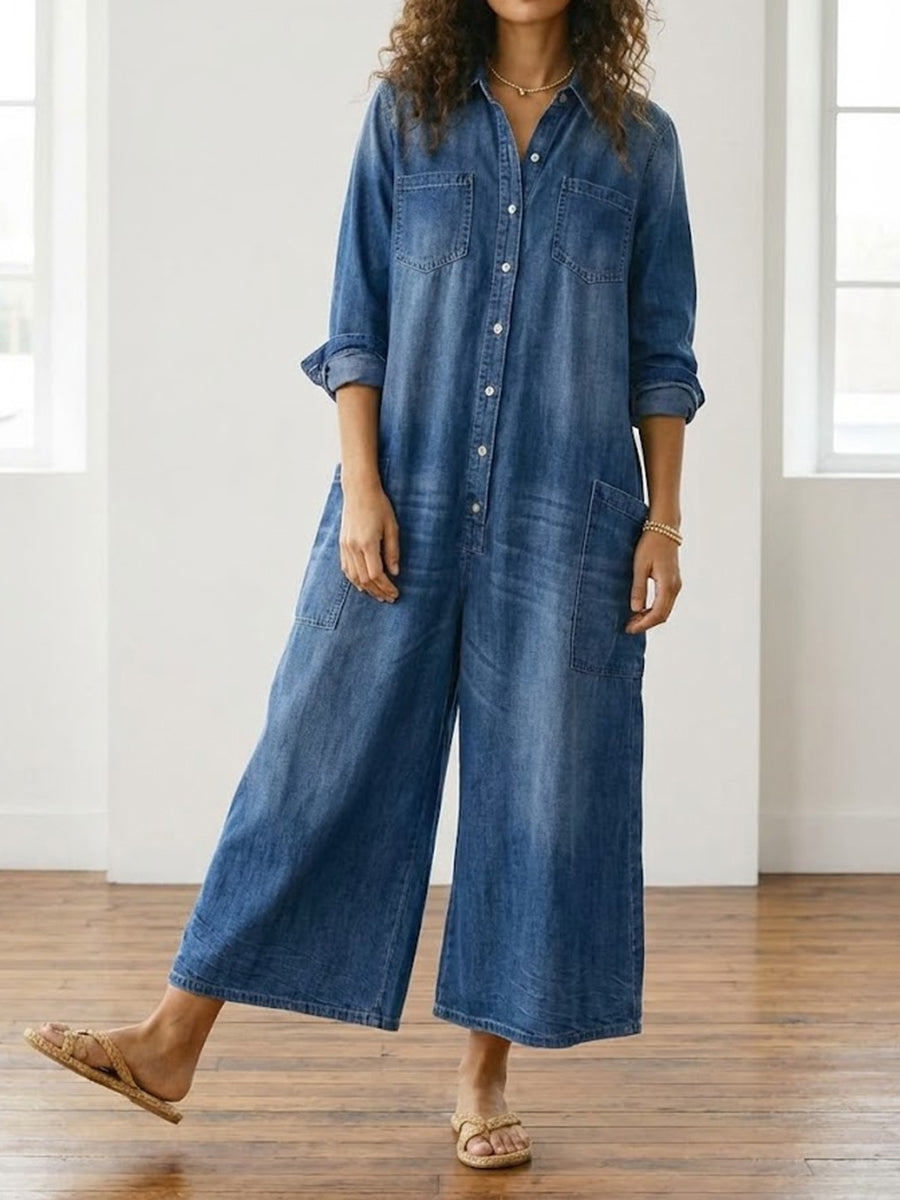 Diana | Vintage Cotton Denim Overall with Buttons