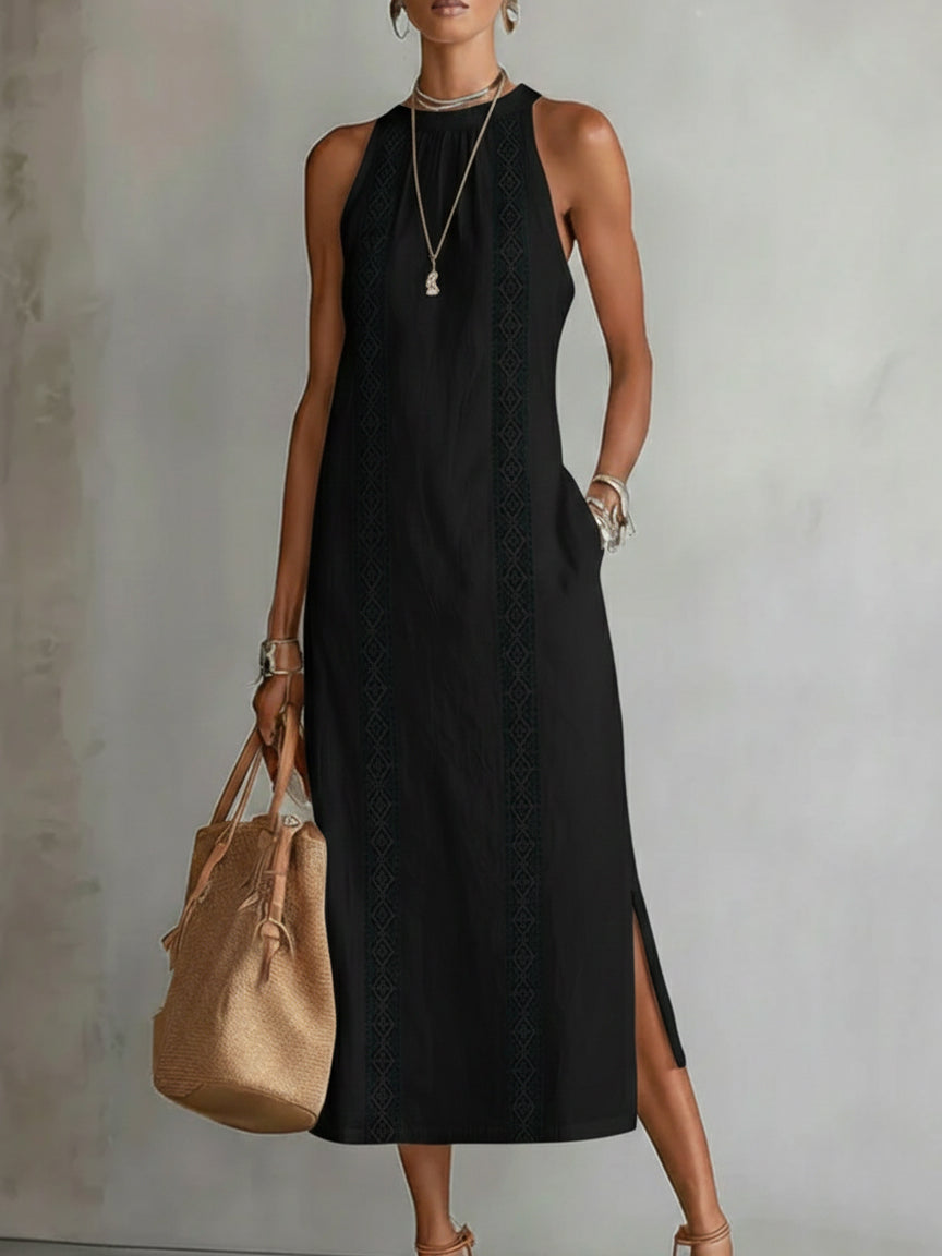 Jimena™ | Linen midi dresses with collar