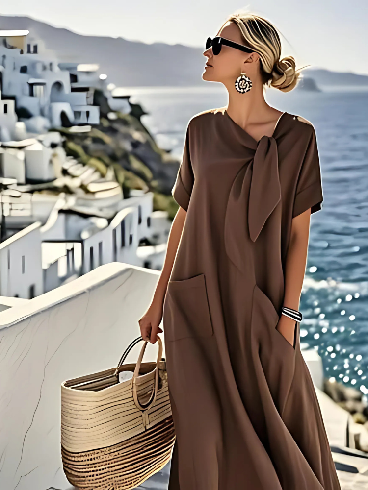 Seraphina™ | Airy maxi dress with elegant neck tie